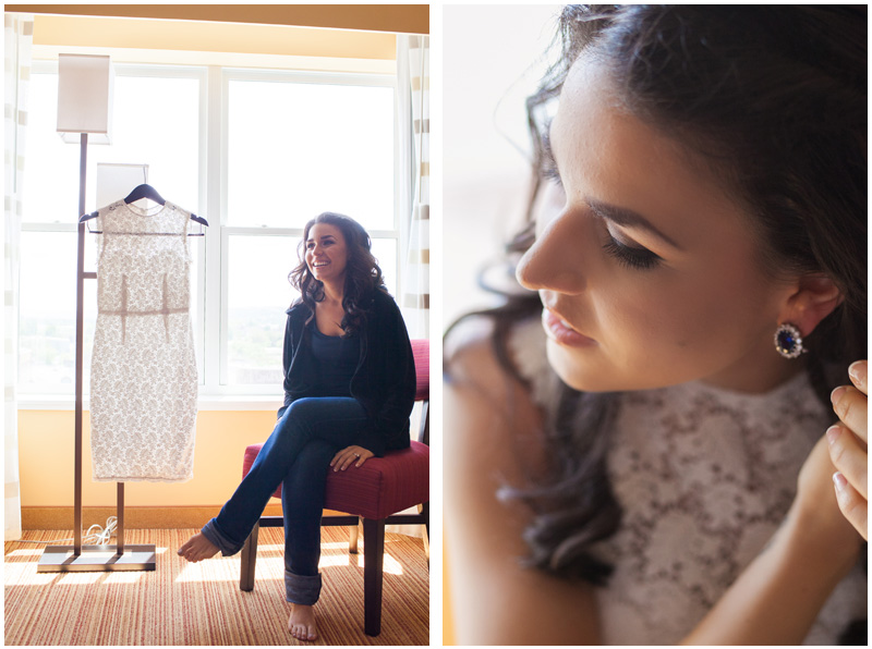 A gorgeous bride getting ready at the Marriott hotel in downtown Syracuse