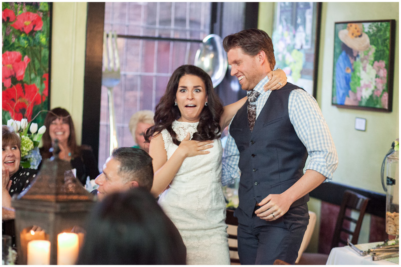 A funny first dance moment with the Bride & Groom at BC Bistro
