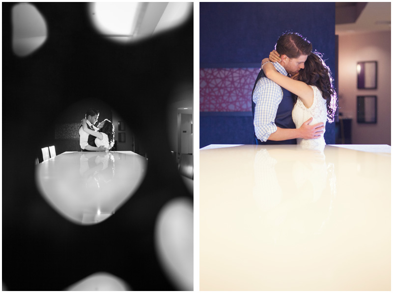 Romantic backlit wedding portraits at the Courtyard Syracuse Downtown lobby