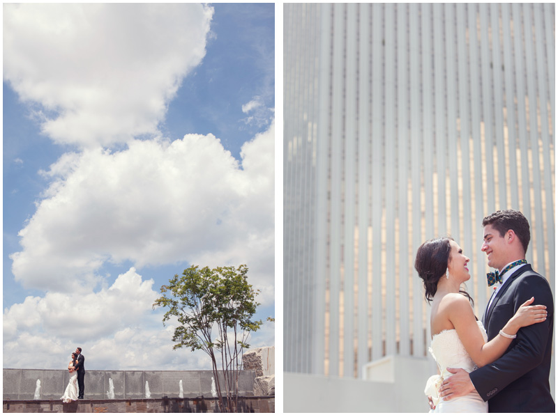 A beautiful bride and groom on their wedding day in downtown Charlotte NC