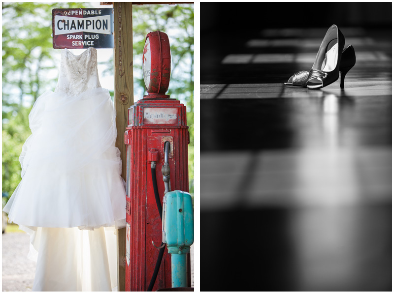 The Apple Station in Union Springs is a fun place to hang wedding dresses!