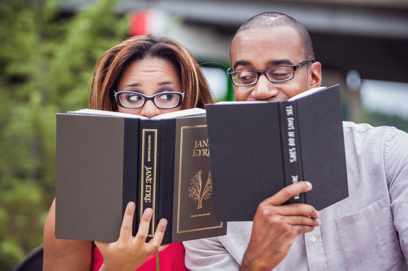 This nerdy couple loves their books! Photo by Mabyn in Greensboro, NC