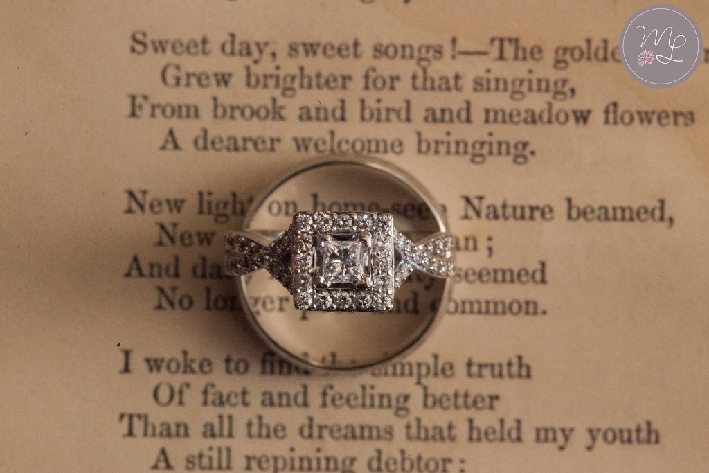 Jocelyn's book of poetry was a perfect spot for the wedding rings. Who knew that little book would get so much use!
