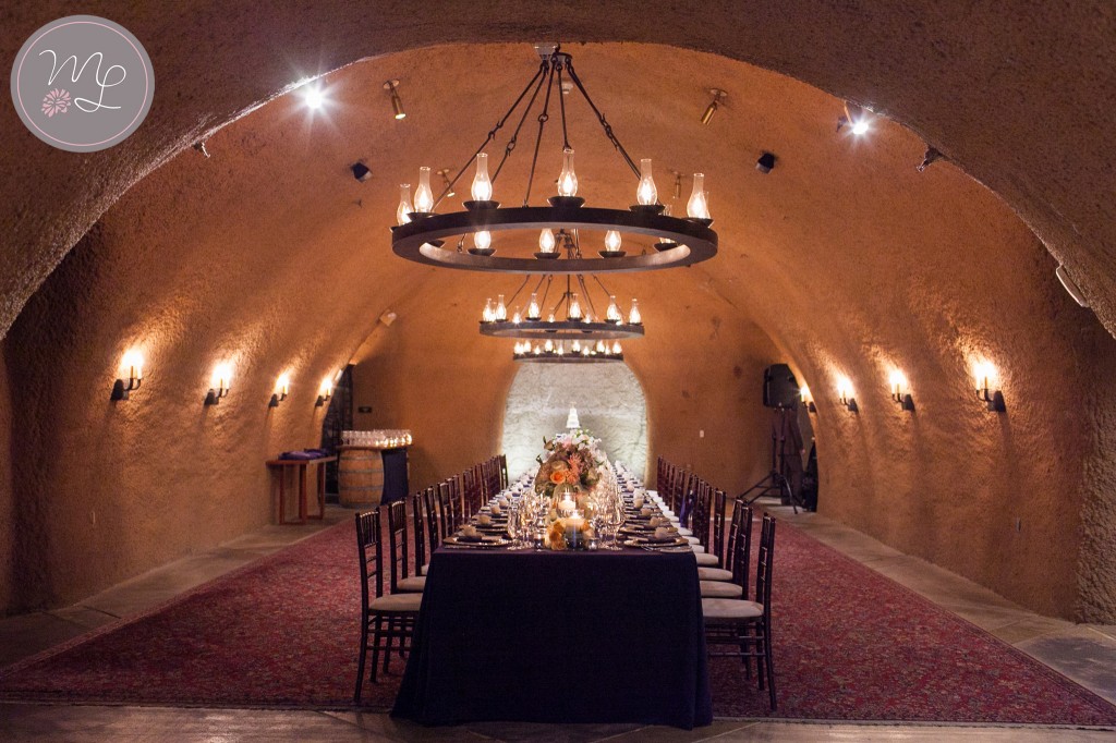 The Wine Cave at Calistoga Ranch is an amazing setting for a wedding reception. Photo by Mabyn Ludke