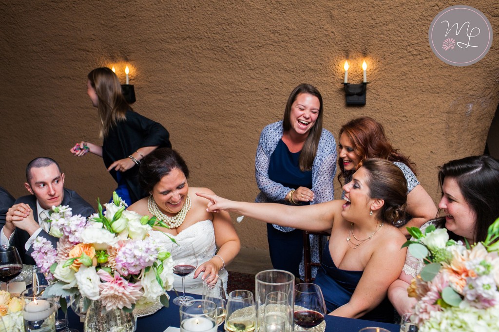 Liz and her best friends celebrated her wedding day in the Wine Cave at Calistoga Ranch with wine and laughter. Photo by Mabyn