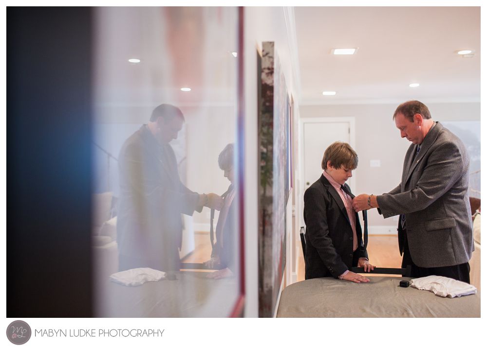 Father & son get ready for a wedding in Kernersville, NC Mabyn Ludke Photography