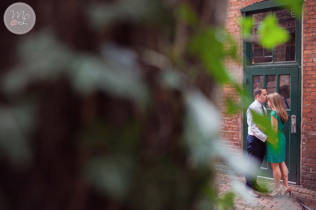 Artistic engagement session at the Armory Square in Syracuse, NY by Mabyn Ludke Photography.