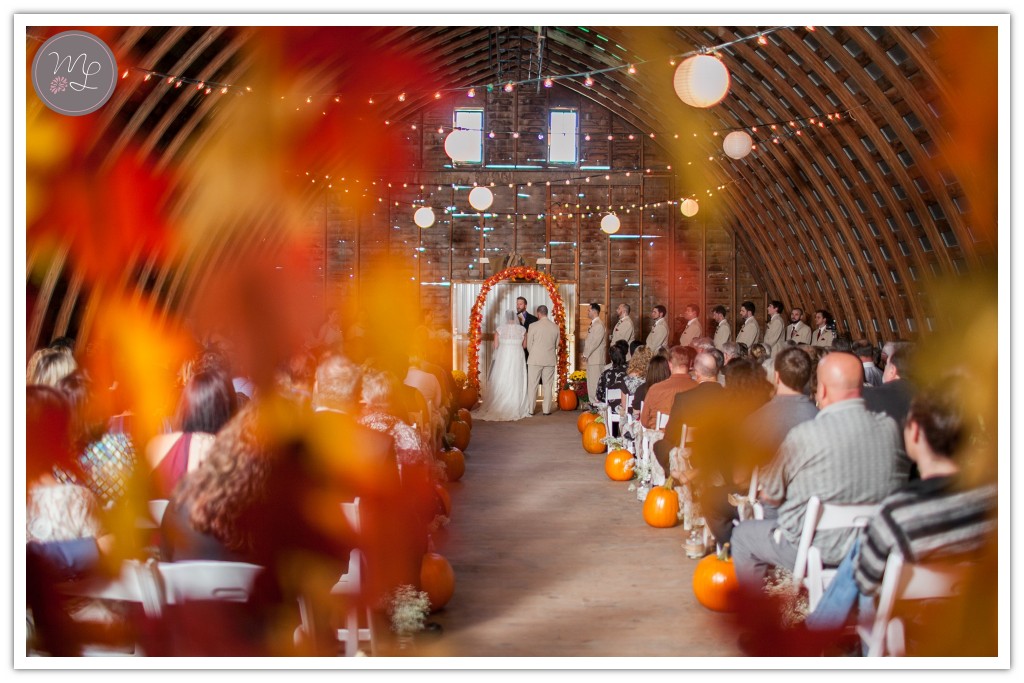 Lindsey and Chris fall wedding ceremony at MKJ Farm in Deansboro, NY.