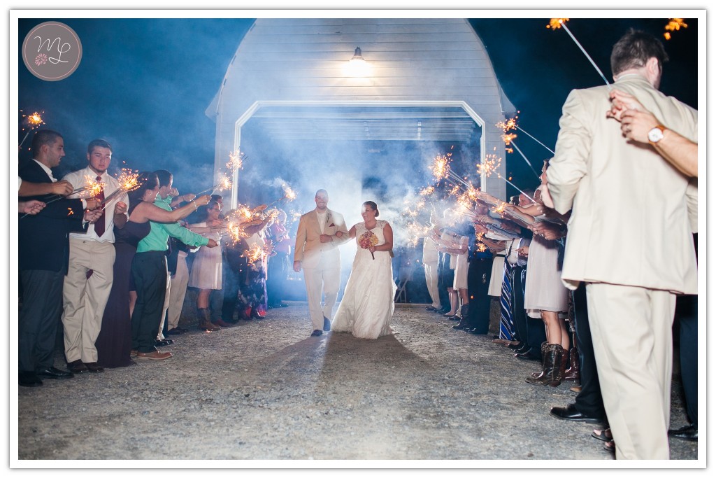 Sparkler exit from MKJ Farm in Deansboro, NY, by Mabyn Ludke Photography.