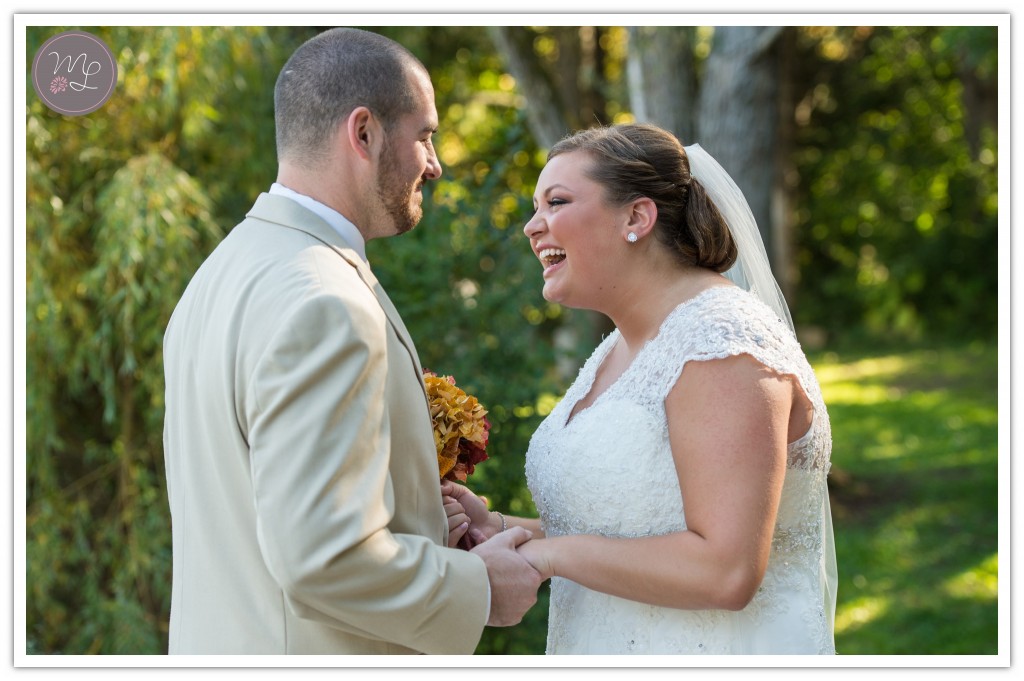 Greensboro wedding photographer captures Chris and Lindsey's sweet first look in Deansboro, NY.