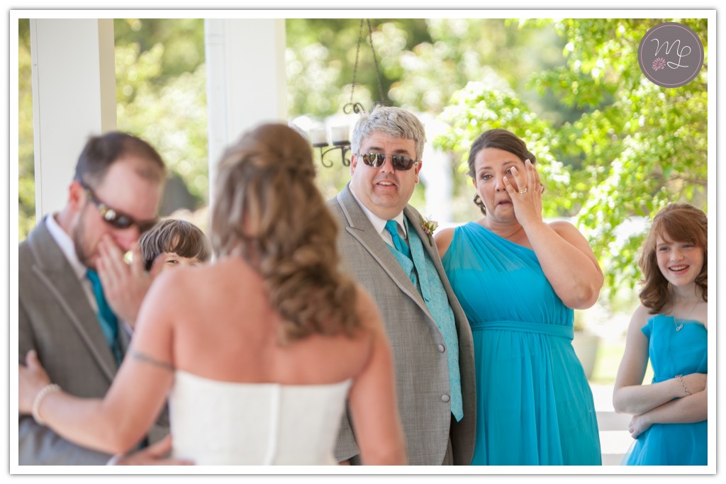 Everyone was emotional at this first look at Dewberry Farms in Kernersville, NC. Mabyn Ludke Photography 