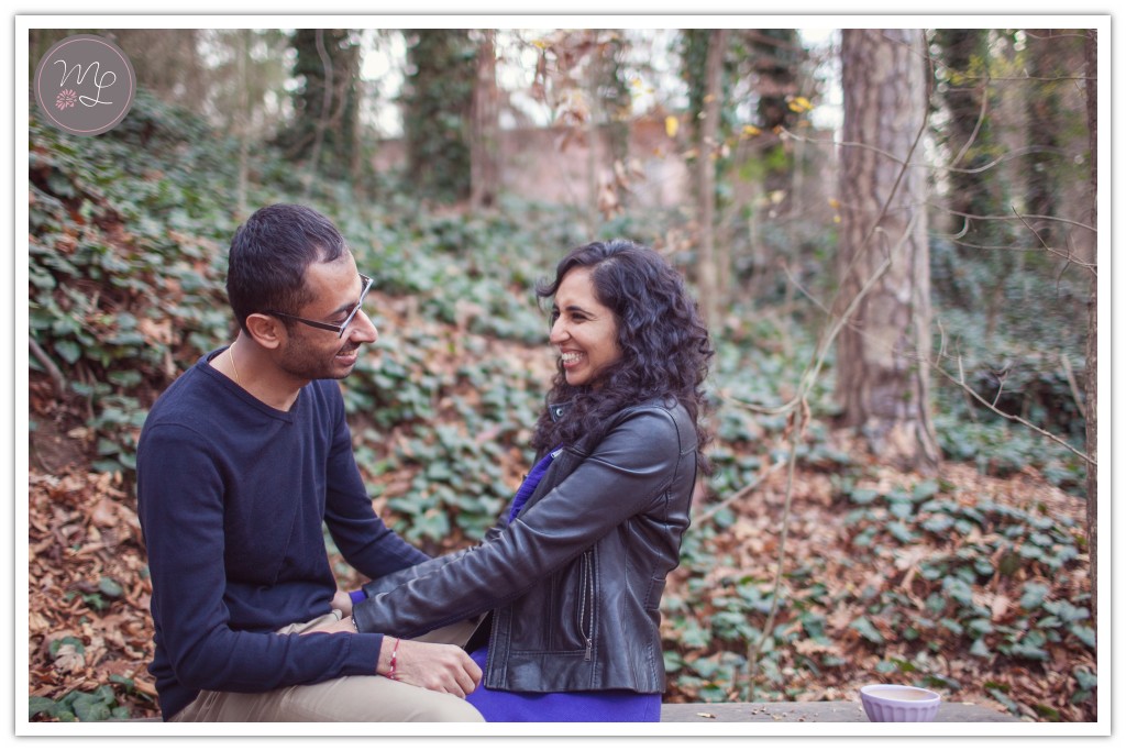 Sweet laughter and romance in this woodsy chapel hill, nc engagement session.