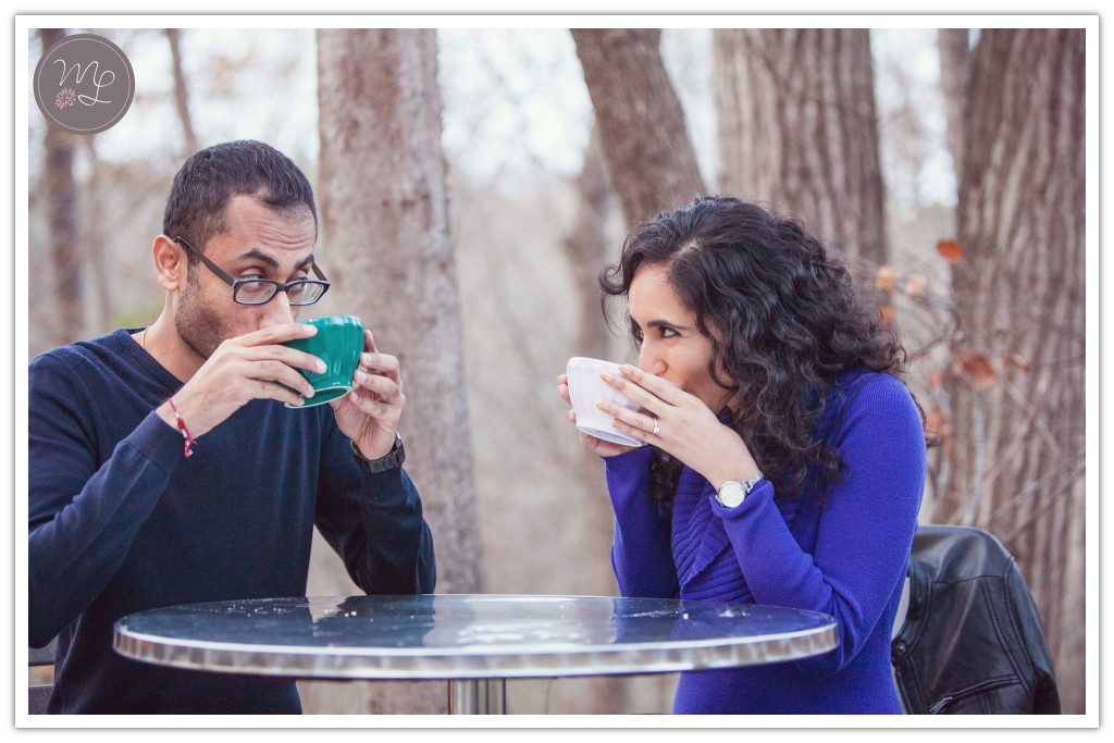 Coffee shop engagement session in Chapel Hill, NC by Mabyn Ludke Photography.
