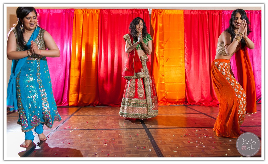 dancing and performances at a traditional Sangeet at the Sheraton of Chapel Hill.