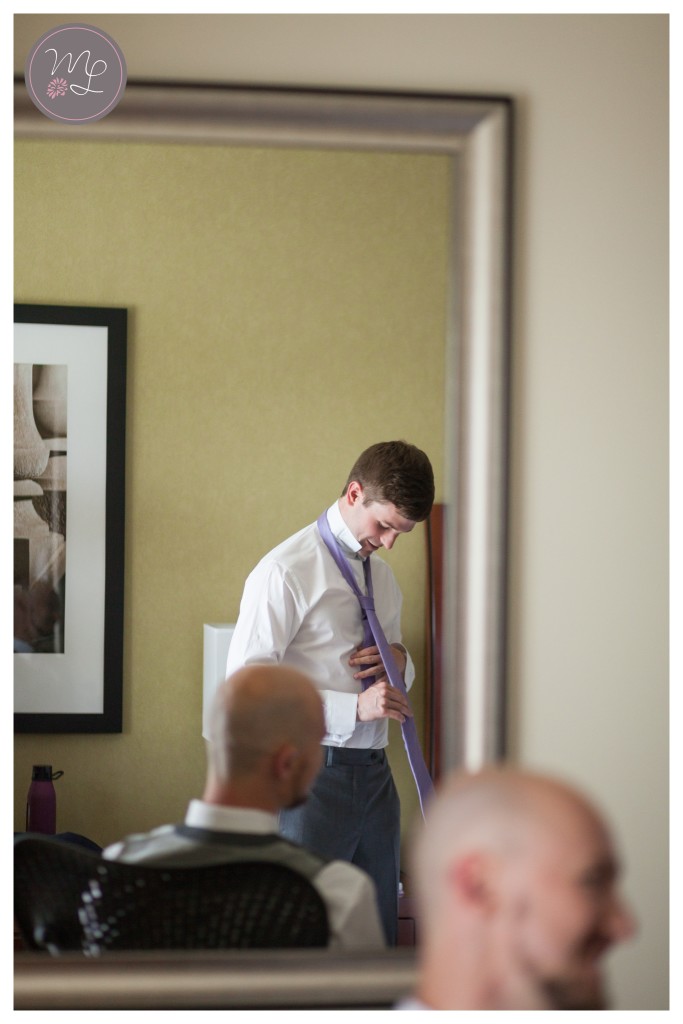 The groom gets ready for his wedding at Duke Gardens in Durham, NC. © Mabyn Ludke Photography, Charlotte Wedding Photographer