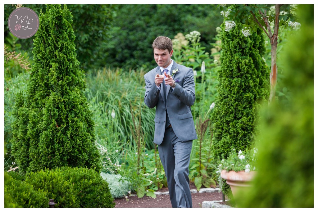 Silly photograph of the groom before this Duke Gardens ceremony. © Mabyn Ludke Photography