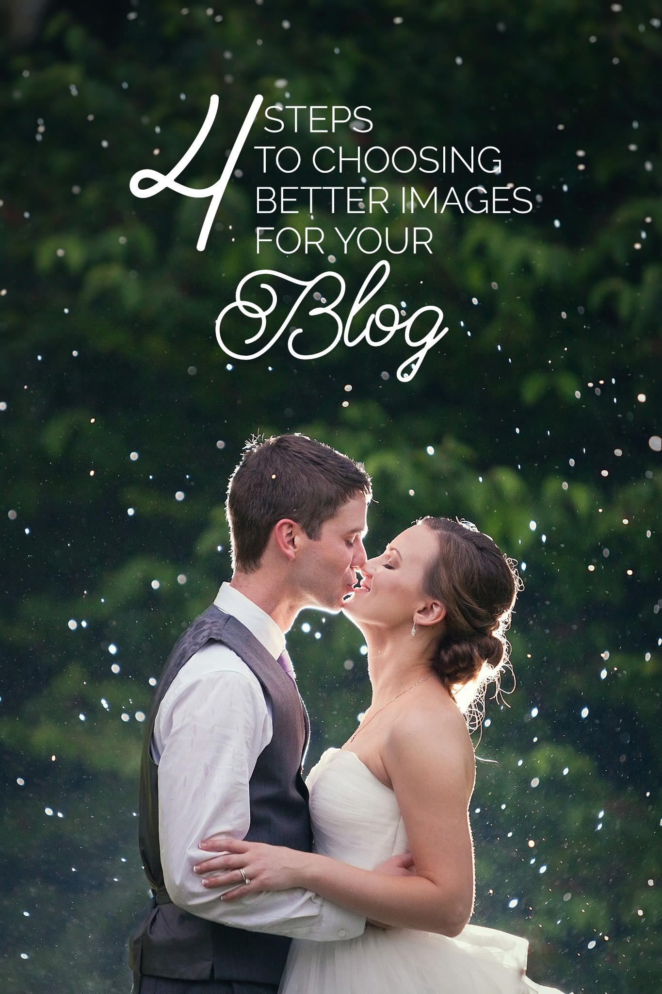 4 Tips to choosing better images for you blog. Bride and groom kissing in the rain in Raleigh, NC. Mabyn Ludke Photography