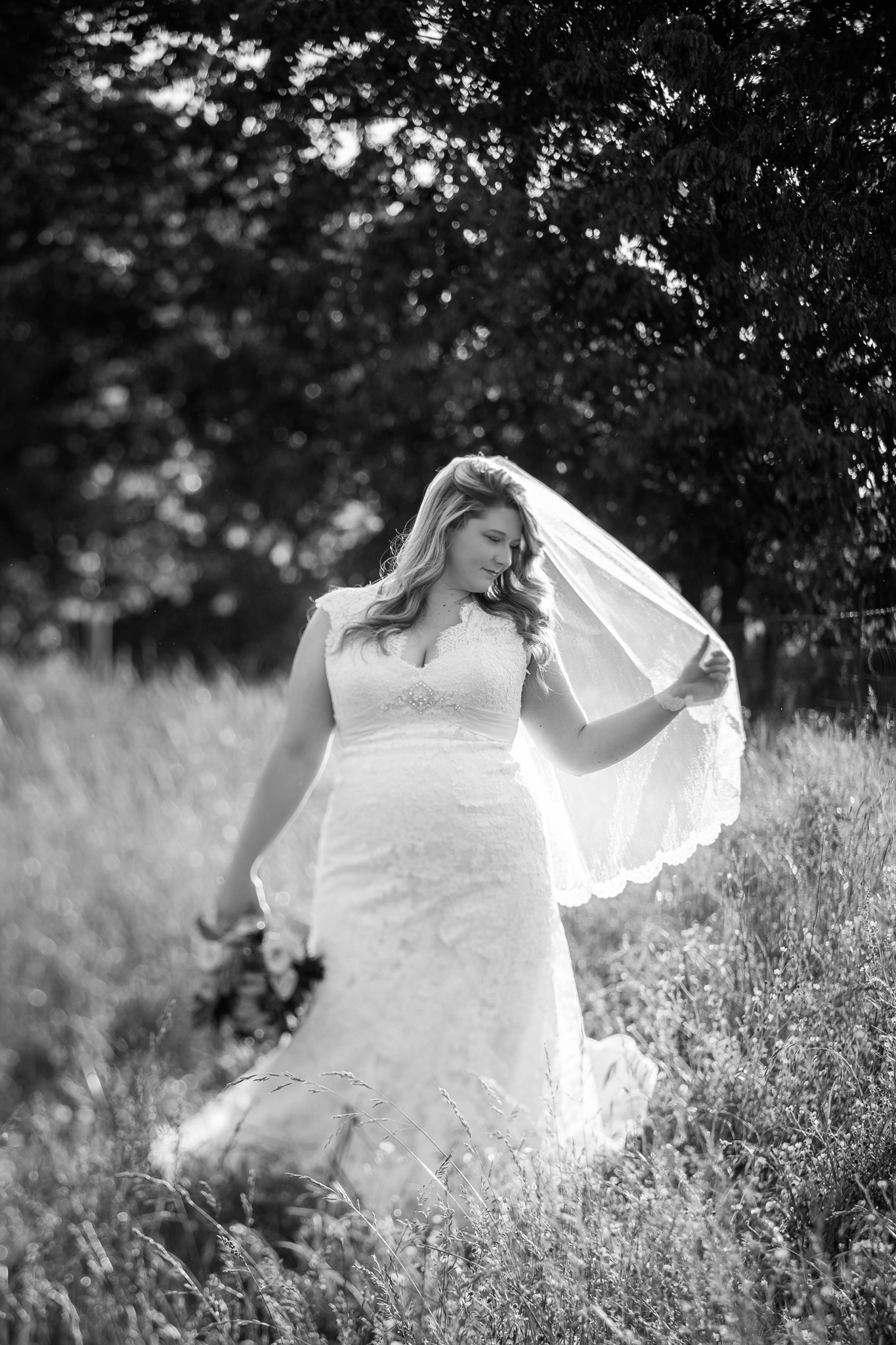 Mabyn Ludke captured a gorgeous black and white bridal portrait in Asheboro North Carolina