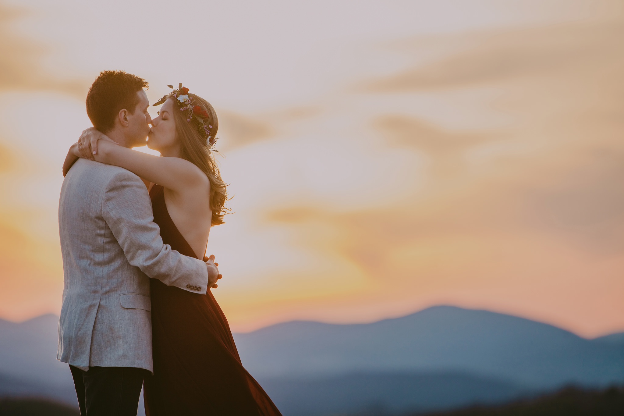 Mabyn Ludke Photography stayed till sunset as this adorable couple celebrated their anniversary at Doughton Park in North Carolina's Blue Ridge Parkway.