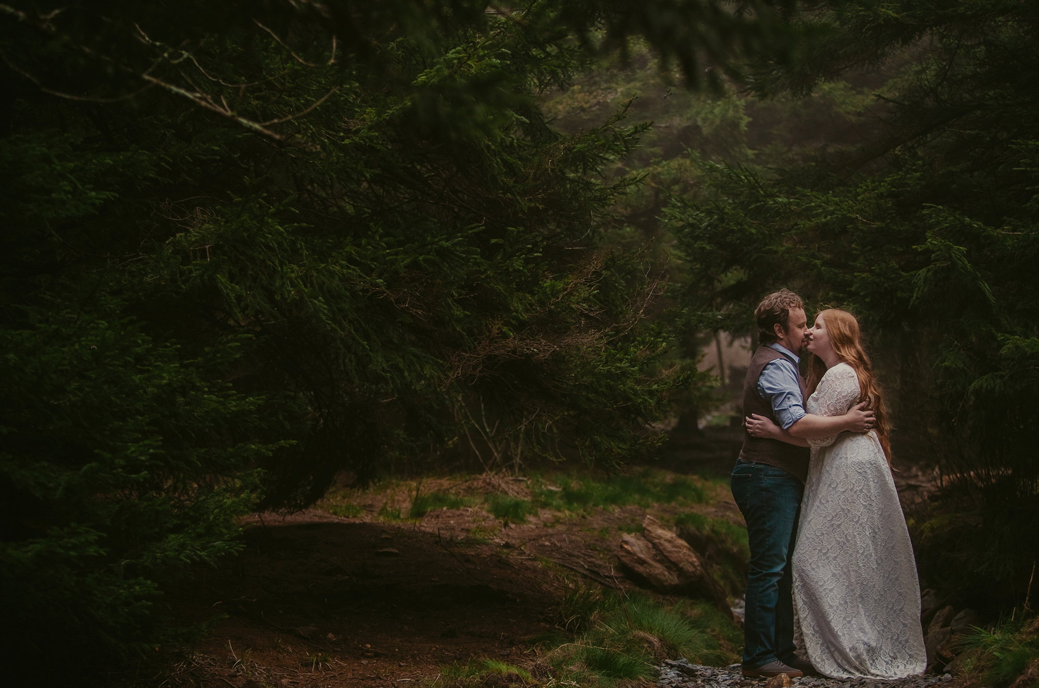 A misty engagement session at Black Balsam Knob in Asheville, NC