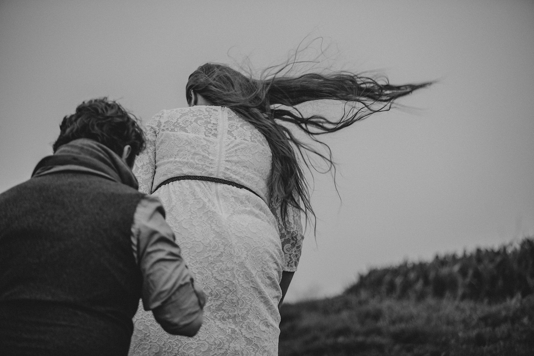 A windy Asheville, NC engagement session at Black Balsam Knob