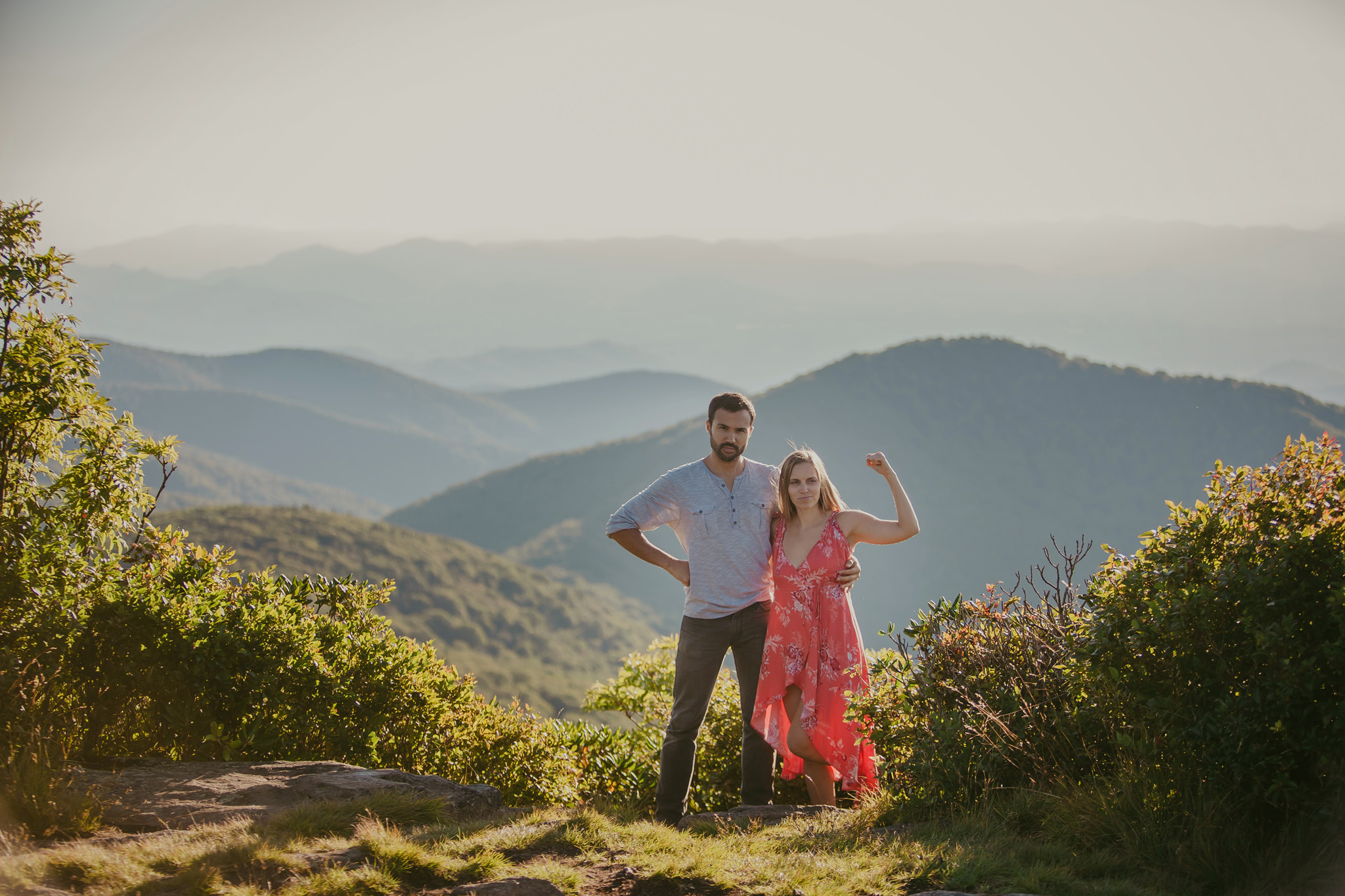 The Appalachian mountains make a great backdrop for this couple's session in Asheville, NC