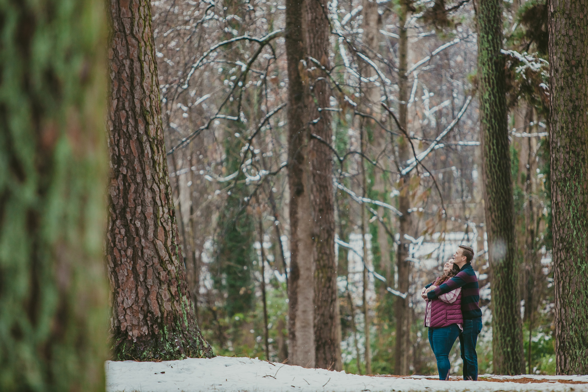Couple enjoys the snow at Mac Anderson Park in Statesville, NC