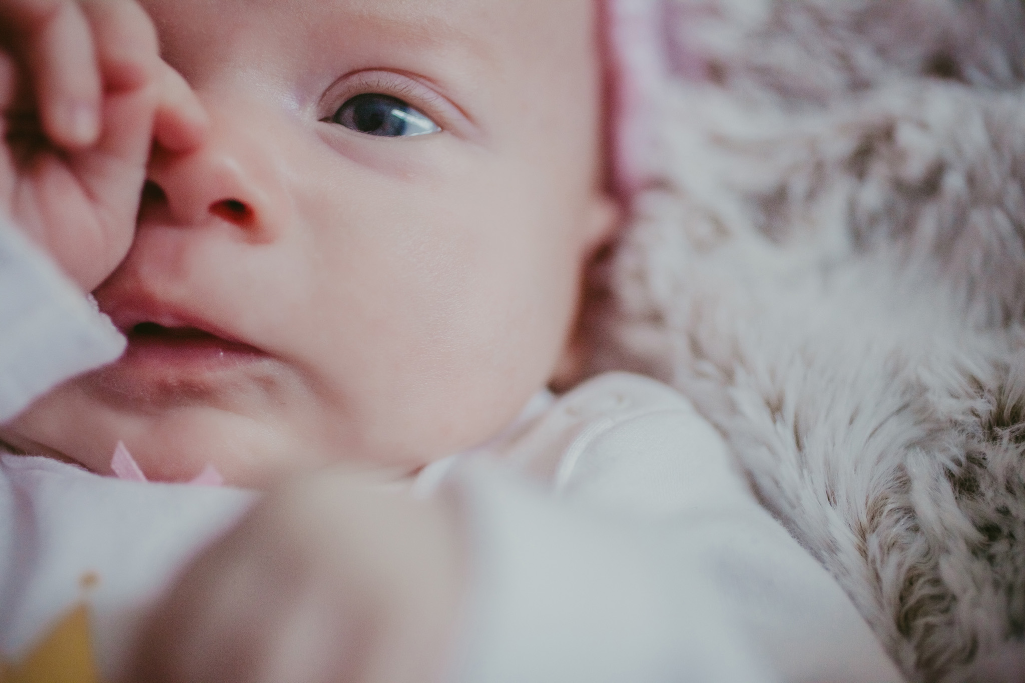 close up of baby girl's eyes