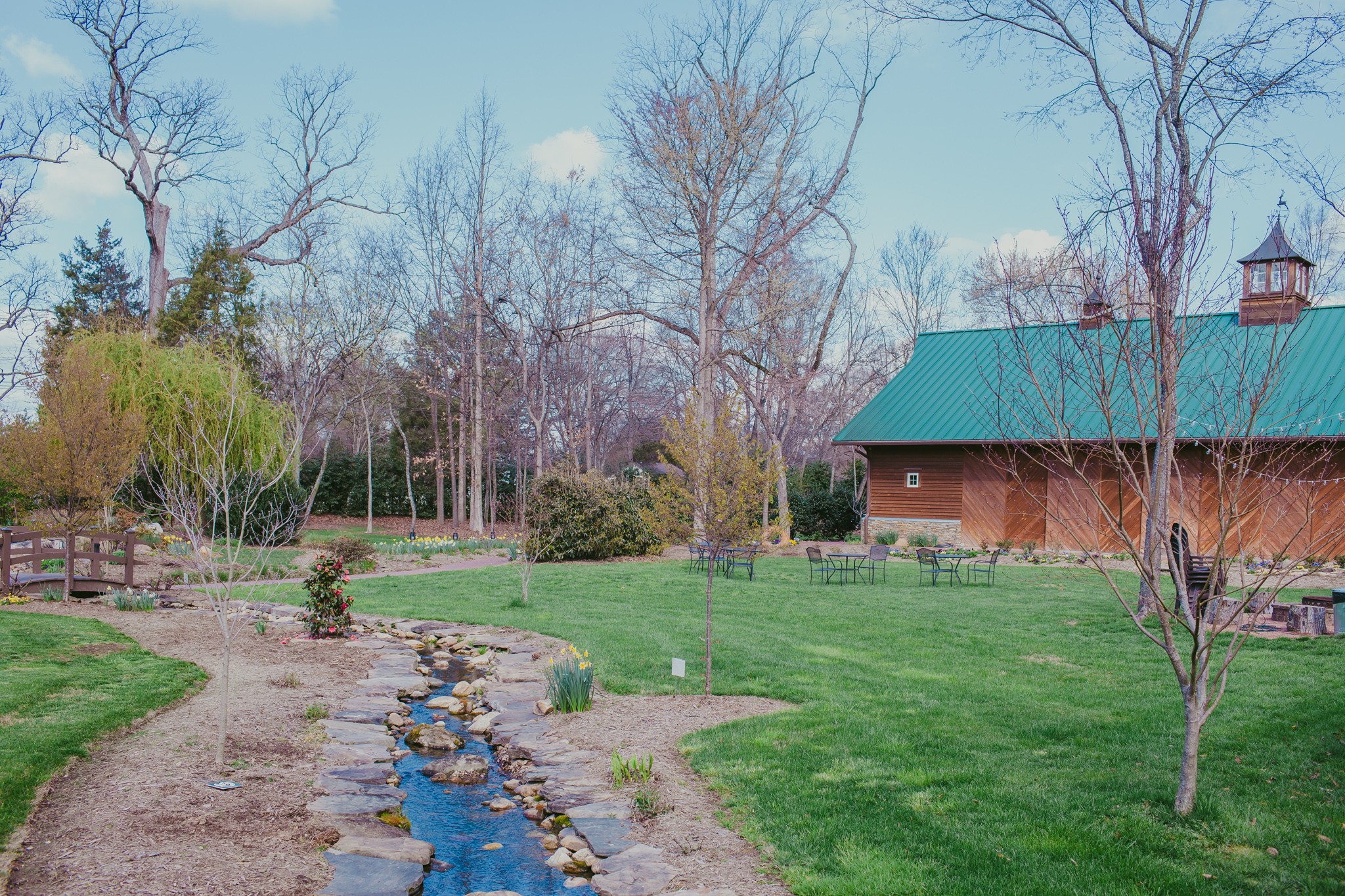 A view of the creek & barn at Alexander Homestead