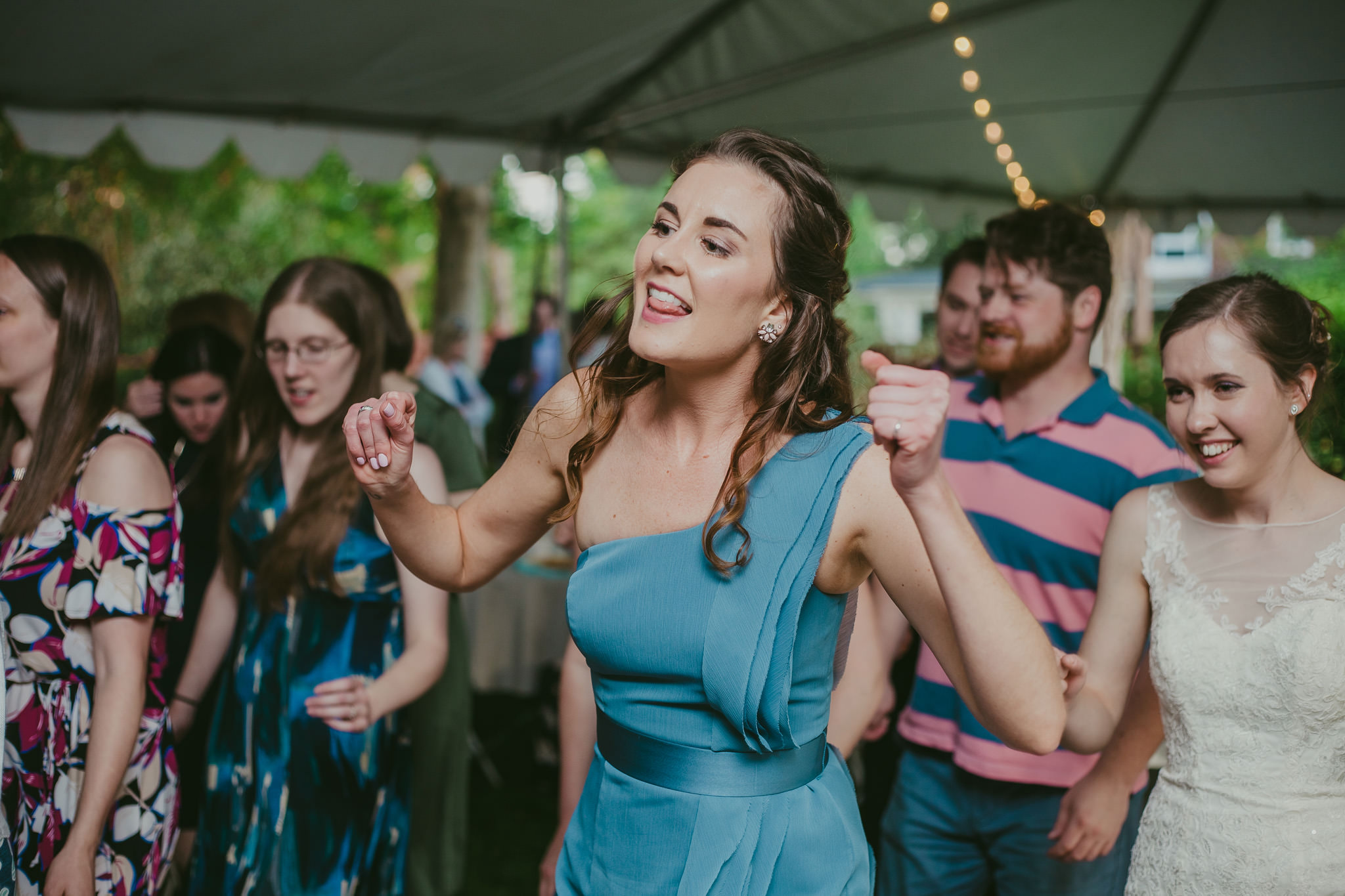 Guests dance at the Shuford House Wedding in Hickory, NC
