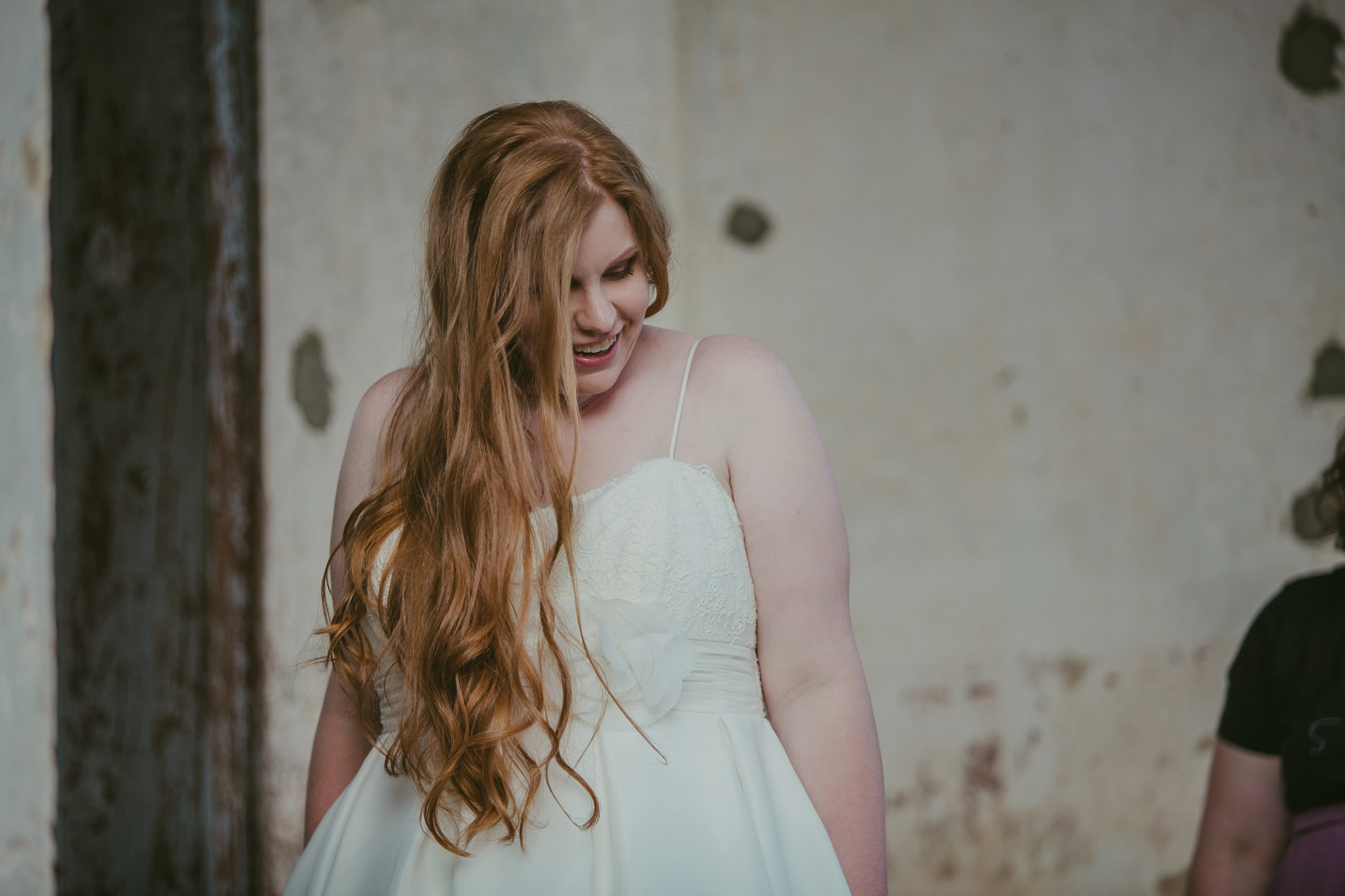 A beautiful bride at the Providence Cotton Mill in Maiden