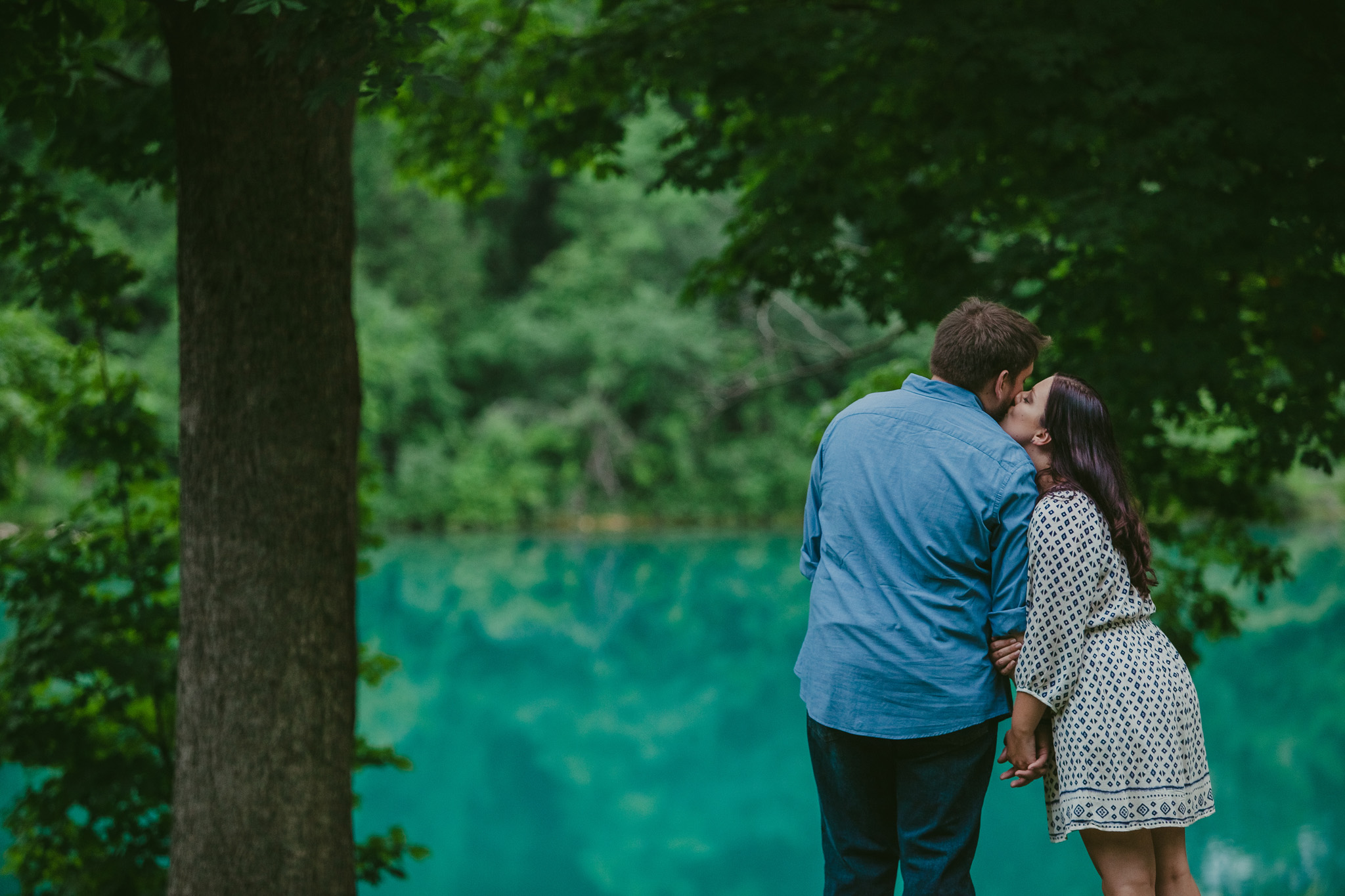 A sweet moment at their Green Lakes State Park engagement session