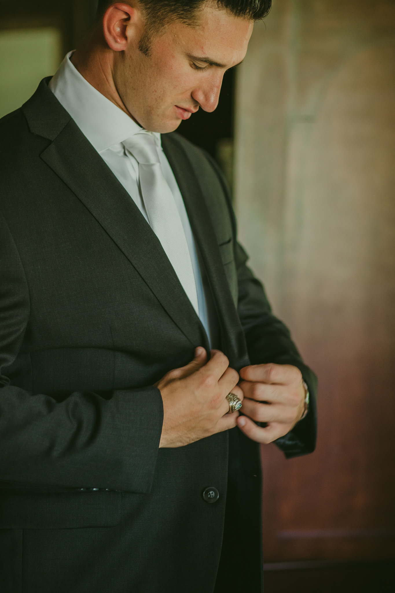 Groom gets ready for his wedding at Crest Pavilion in Asheville, NC