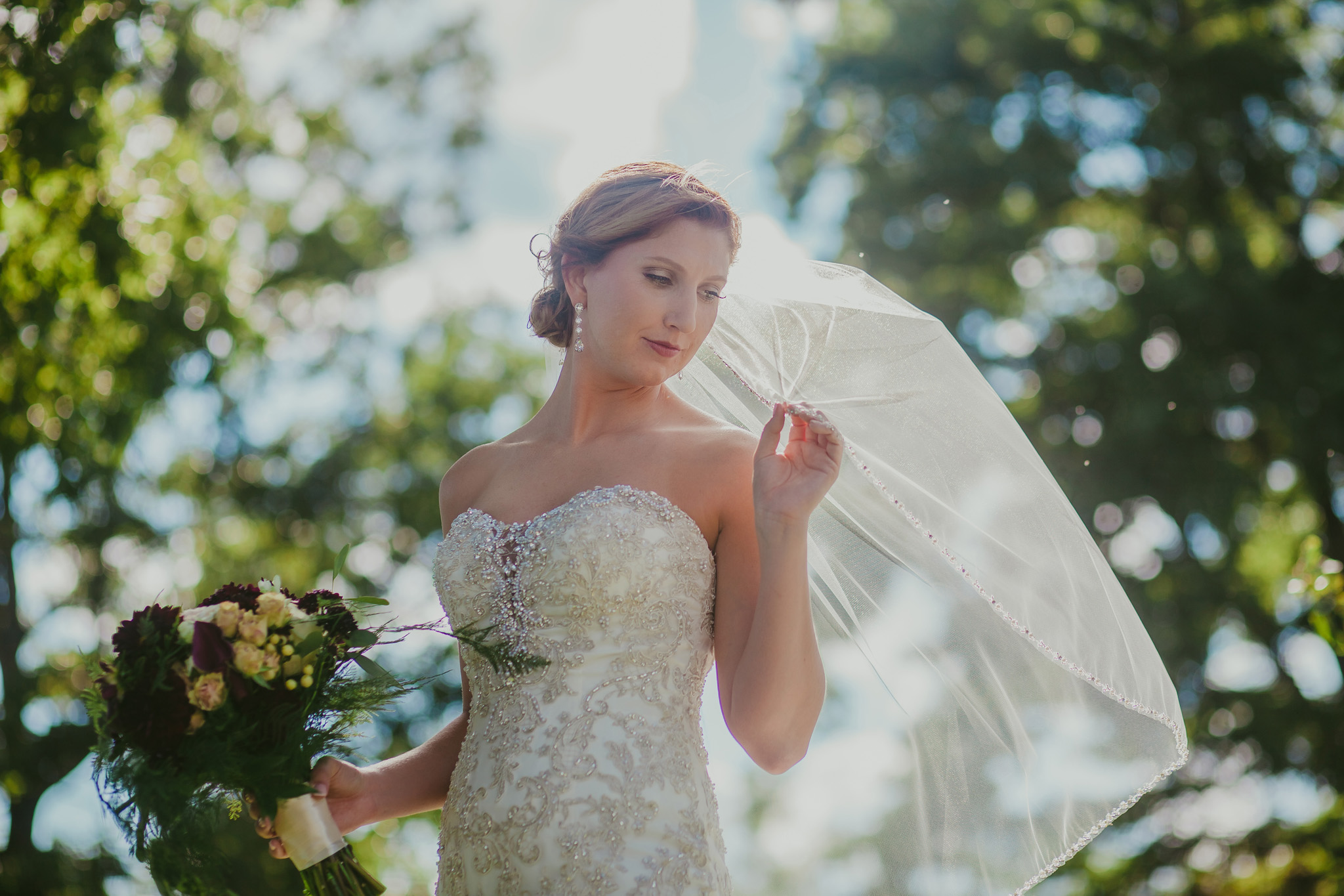 An elegant bridal portrait at Crest Pavilion in Asheville, NC