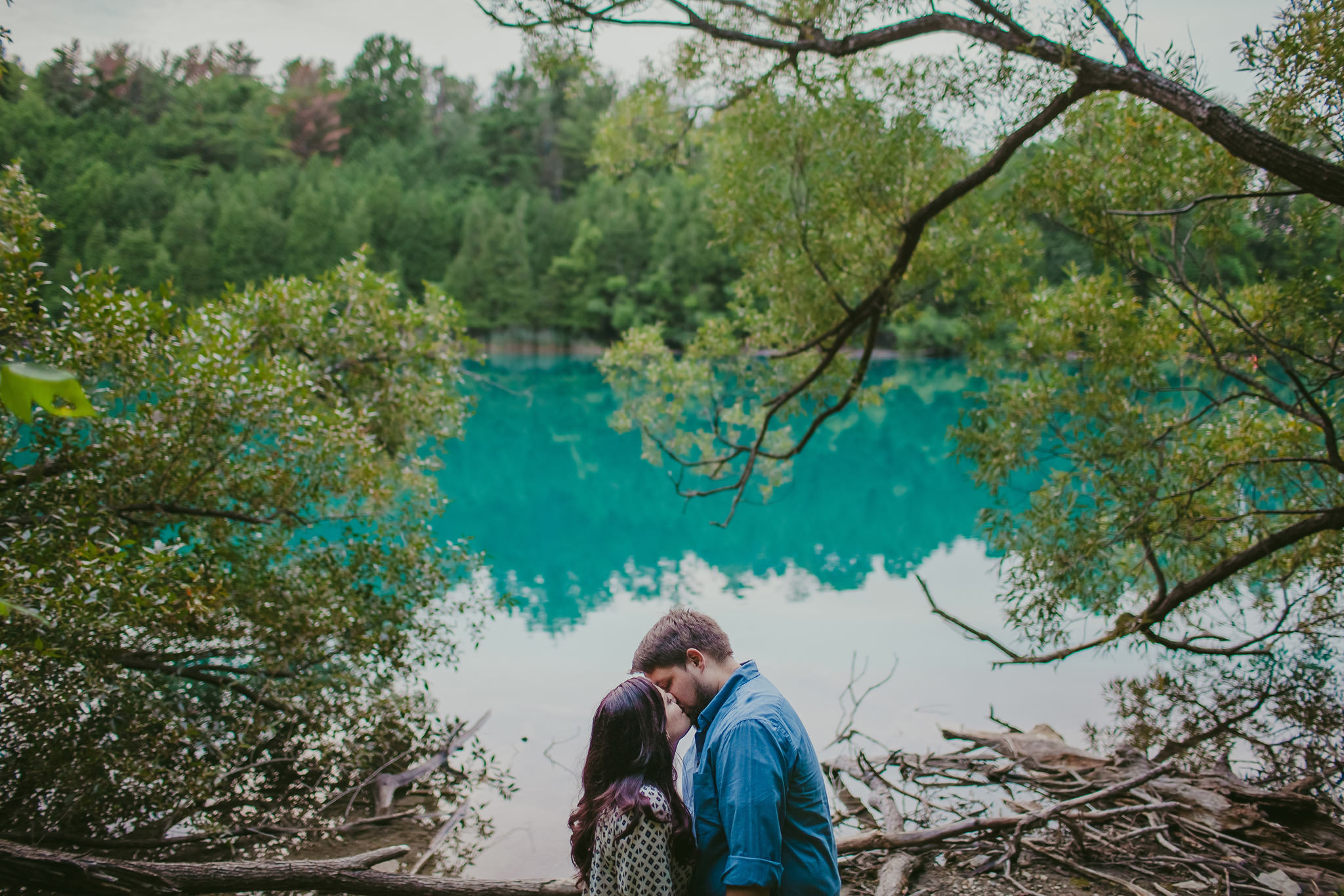 The emerald waters at Green Lakes State park make the perfect backdrop for epic engagement photos