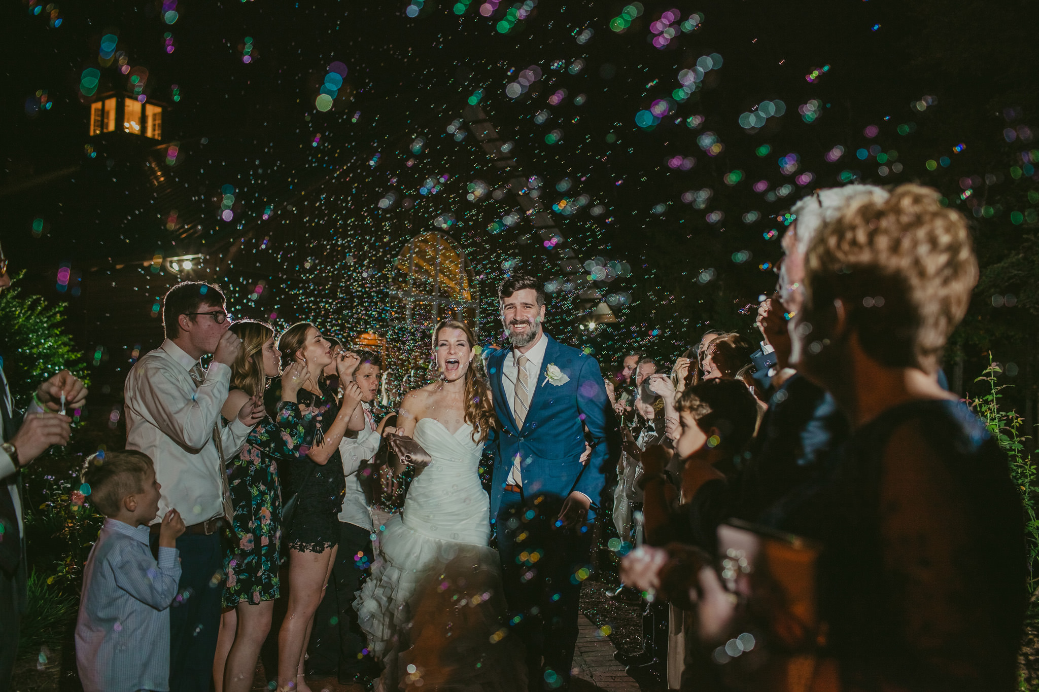 Alexander Homestead wedding bubble exit